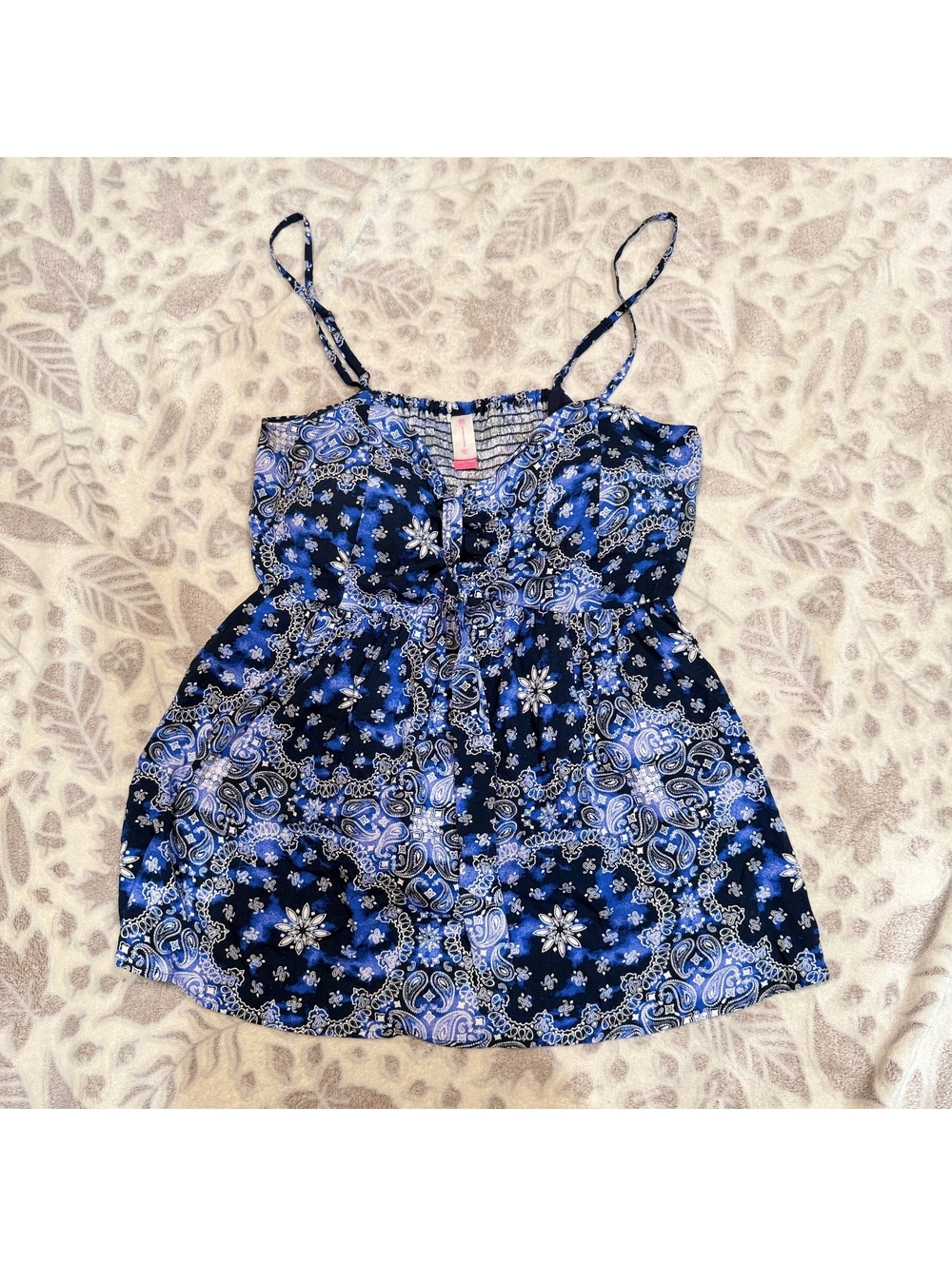 No‎ Boundaries Blue Paisley Babydoll Cami Tank Top Women's 3XL Boho Festival